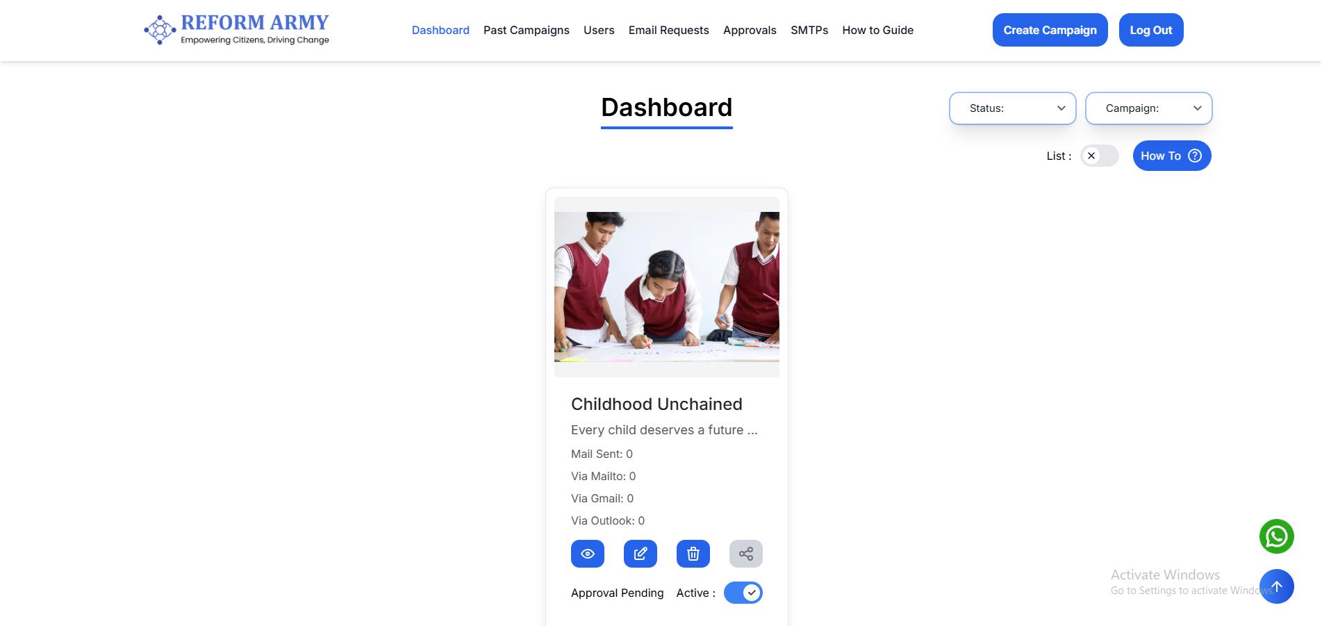 Campaign Created – Awaiting Approval